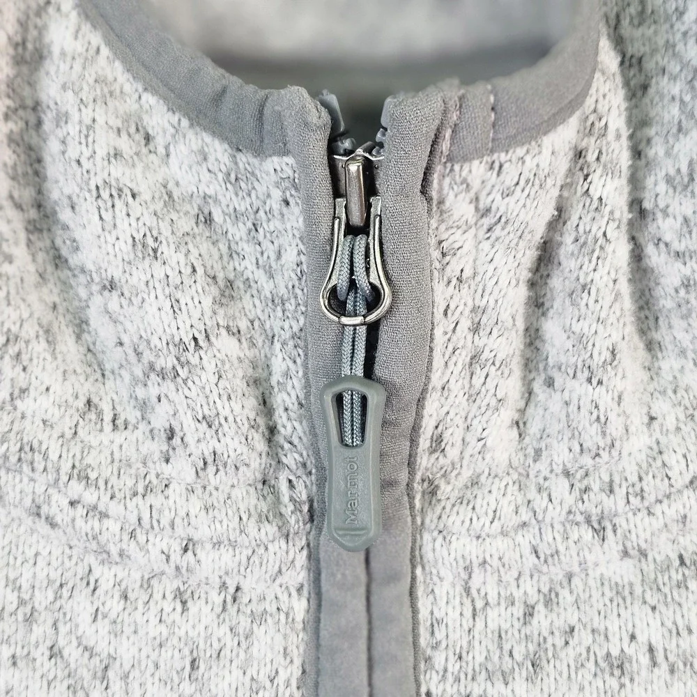 Marmot Jacket Womens Medium Gray Hooded Fleece Full‎ Zip Pockets G97600